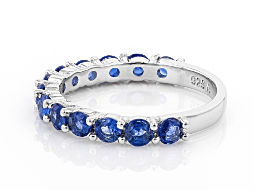 1.45ctw 3mm Round Blue Kyanite Rhodium Over Sterling Silver Ring - Size 8