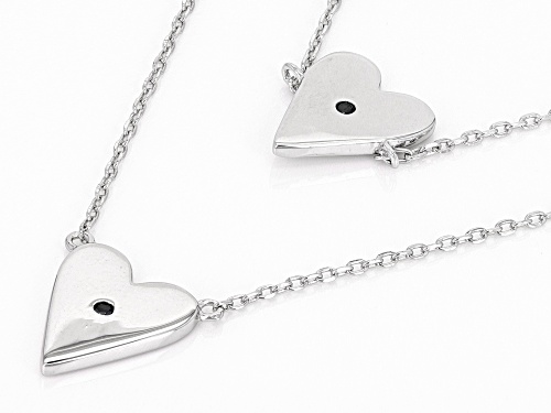 0.04ctw Round Black Spinel Rhodium Over Sterling Silver Necklace And Bracelet Set