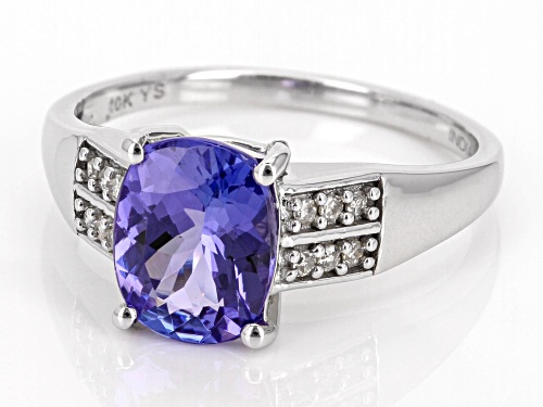 1.75ctw Tanzanite With 0.08ctw Diamond Rhodium Over 10K White Gold Ring - Size 6