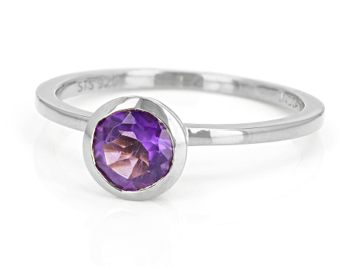 0.72ct Amethyst Rhodium Over Sterling Silver Ring - Size 8