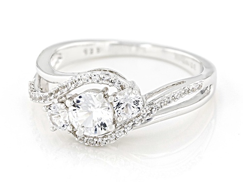 0.96ctw Lab Created White Sapphire Rhodium Over Sterling Silver Ring - Size 7