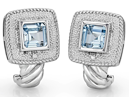 3.77ctw Glacier Topaz™ with White Diamond Accent Rhodium Over Sterling Silver Earrings