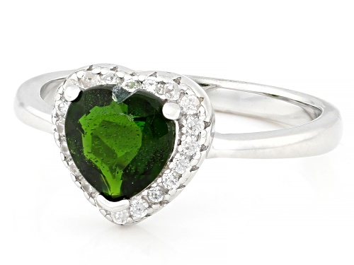 1.10ct Chrome Diopside With 0.20ctw White Zircon Rhodium Over Sterling Silver Ring - Size 7