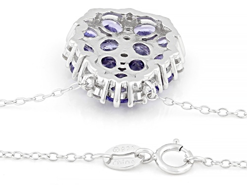 2.75ctw Tanzanite with 0.10ctw White Zircon Rhodium Over Sterling Silver Pendant with Chain