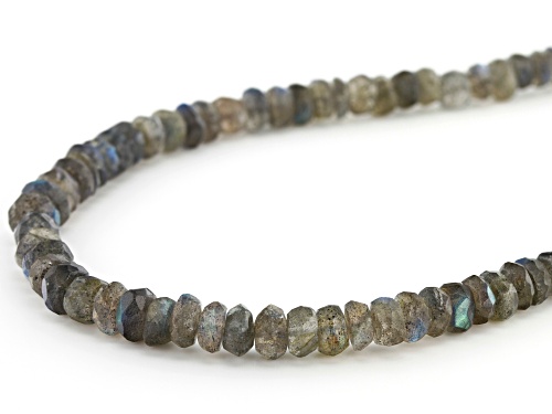 Round Labradorite Sterling Silver Bead Necklace - Size 18