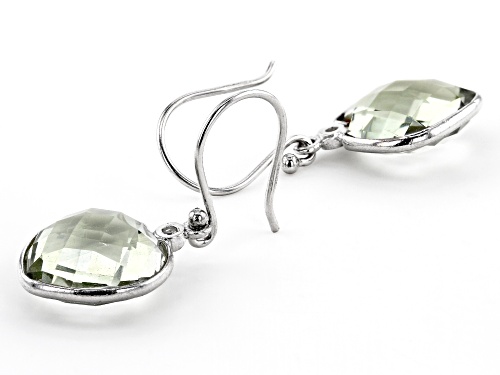 8.7ctw 12mm Green Prasiolite With 0.01ctw 1mm Diamond Rhodium Over Sterling Silver Earrings