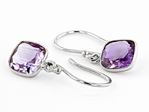 2.75ctw 7mm Square Cushion Amethyst Rhodium Over Sterling Silver Earrings