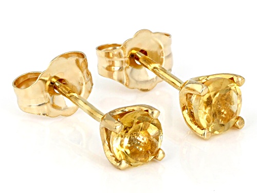 0.62ctw 4mm Round Citrine 14k Yellow Gold Stud Earrings