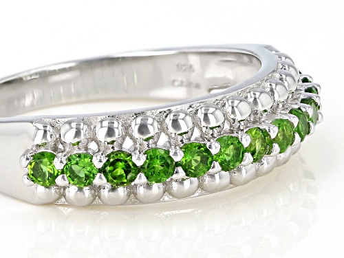 0.54ctw Round Chrome Diopside Rhodium Over Sterling Silver Ring - Size 7
