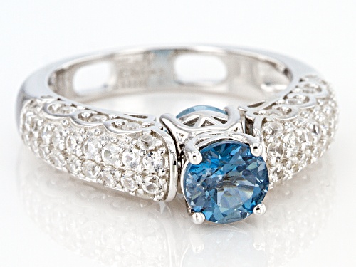 1.80ctw London & Sky Blue Topaz With .64ctw Zircon Rhodium Over Sterling Silver Reversible Ring - Size 7