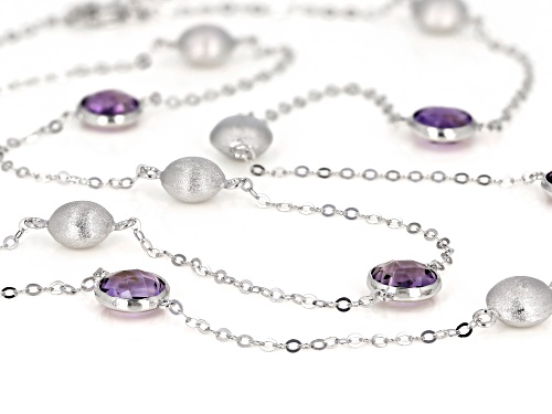 10.80ctw 8mm Amethyst Rhodium Over Sterling Silver Necklace - Size 26