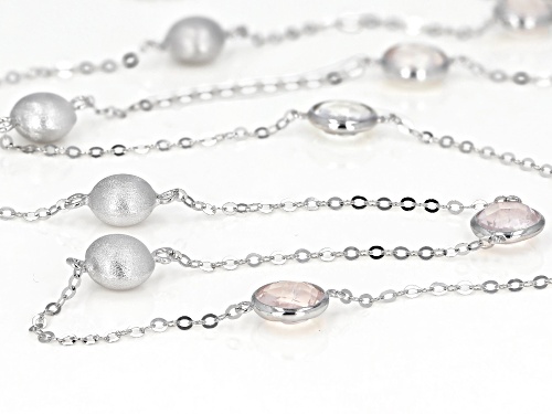 12.00ctw 8mm Rose Quartz Rhodium Over Sterling Silver Necklace - Size 26