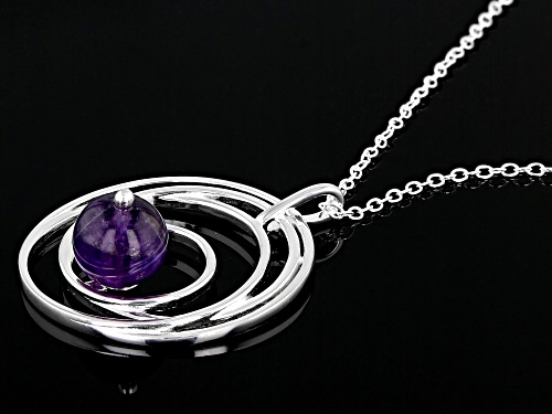 4.00ctw Amethyst Rhodium Over Sterling Silver Pendant With Chain