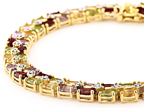 13.91ctw Multi-Gemstone 14k Gold Over Sterling Silver Bracelet - Size 7.25