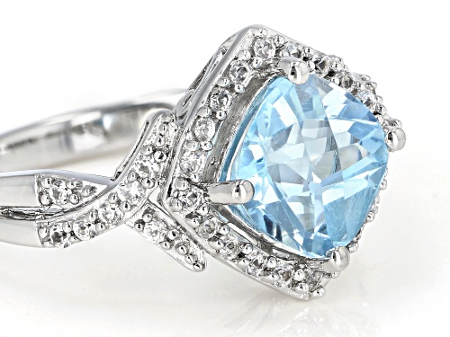 2.70ct Sky Blue Topaz With 0.33ctw Lab Created White Sapphire Rhodium Over Sterling Silver Ring. - Size 7