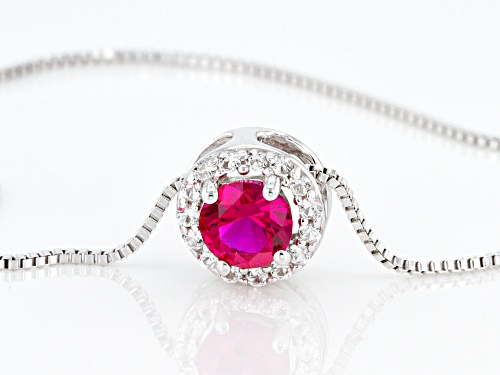 0.65ctw Lab Created Ruby and 0.30ctw Lab Created White Sapphire Sterling Silver Pendant With Chain