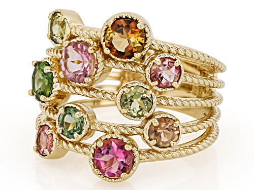 1.50ctw Multi-Tourmaline 18K Yellow Gold Over Sterling Silver Ring - Size 5
