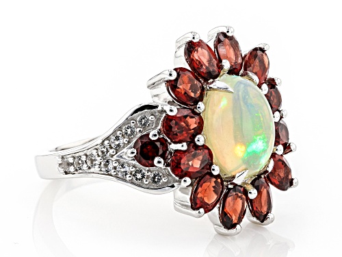 3.56ctw Multi Gemstone Rhodium Over Sterling Silver Ring - Size 7