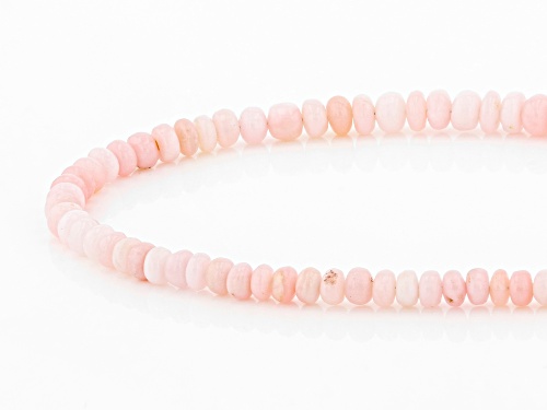 Approximately 55.00ctw Peruvian Pink Opal Rhodium Over Sterling Silver Beaded Necklace - Size 18