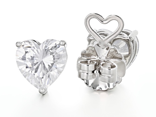 Bella Luce® 12.00ctw White Diamond Simulant Rhodium Over Sterling Silver Heart Studs(7.27ctw DEW)