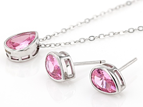 Bella Luce® 3.87ctw Pink Diamond Simulant Rhodium Over Sterling Silver Jewelry Set(2.34ctw DEW)