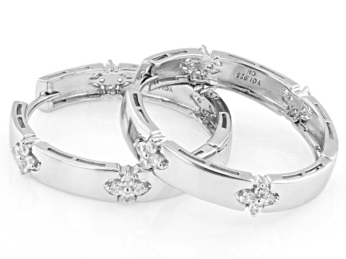 Bella Luce® 1.60ctw White Diamond Simulant Rhodium Over Sterling Silver Hoops