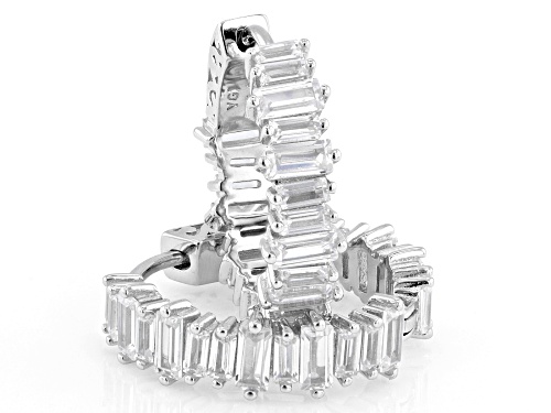 Bella Luce® 5.16ctw White Diamond Simulant Rhodium Over Sterling Silver Hoops
