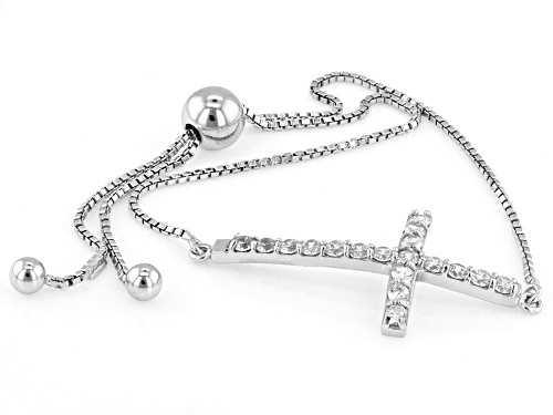 Bella Luce® 1.47ctw White Diamond Simulant Rhodium Over Sterling Silver Cross Bolo Bracelet