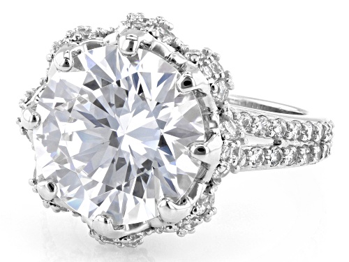 Bella Luce® 17.85ctw White Diamond Simulant Platinum Over Sterling Silver Flower Ring(10.81ctw DEW) - Size 8