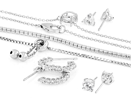 Bella Luce® 10.70ctw White Diamond Simulant Rhodium Over Sterling Silver Jewelry Set