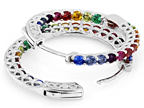 Bella Luce® 2.40ctw Multi-Color Diamond Simulants Rhodium Over Sterling Silver Hoops