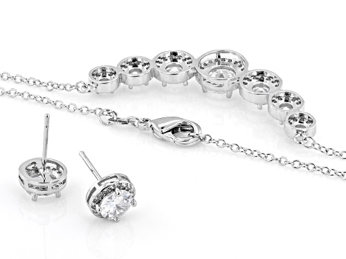 Bella Luce® 8.54ctw White Diamond Simulant Rhodium Over Brass Necklace and Stud Set