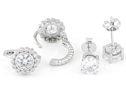 Bella Luce® 4.68ctw White Diamond Simulant Rhodium Over Sterling Silver Earrings Set of 2