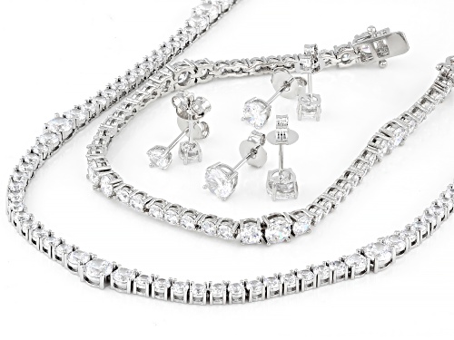 Bella Luce® 48.88ctw Diamond Simulant Rhodium Over Brass Necklace, Bracelet, and Earring Set of 5