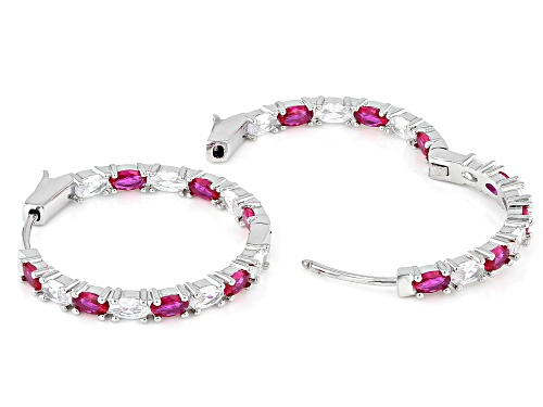 Bella Luce® 8.32ctw Lab Ruby and White Diamond Simulant Rhodium Over Brass Inside-Out Hoop Earrings