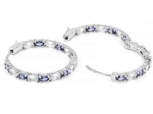 Bella Luce® 8.32ctw Tanzanite and White Diamond Simulants Rhodium Over Brass Hoop Earrings