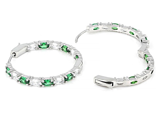 Bella Luce® 8.32ctw Emerald and White Diamond Simulants Rhodium Over Brass Inside-Out Hoop Earrings