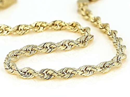 14K Yellow Gold Hollow Rope Chain Bracelet - Size 7