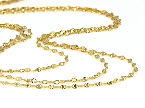 10K Yellow Gold Solid Multi-Row Mirror Link Necklace 18