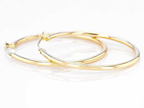 14K Yellow Gold Polished Round Tube 35MM Hoop  Earrings