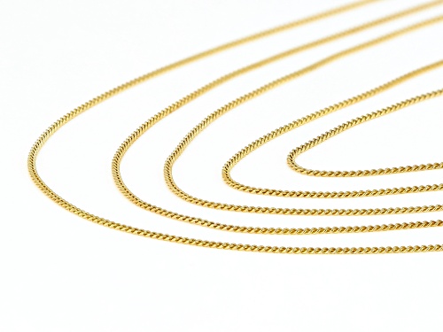 18k Yellow Gold Over Sterling Silver Curb Chain 18 inches Set of 5