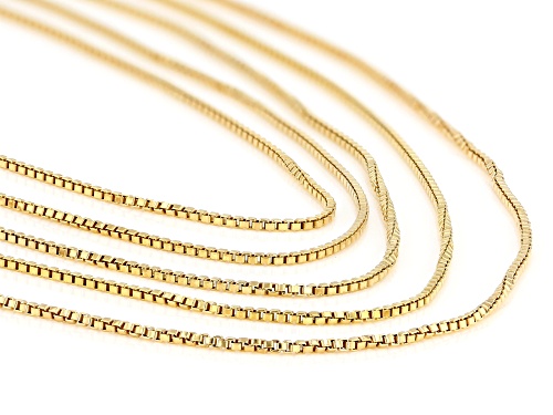 18k Yellow Gold Over Sterling Silver Box Chain 18 inches Set of 5