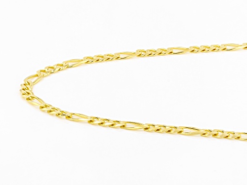18K Yellow Gold Over Sterling Silver 4.40MM Flat Figaro Chain 18 Inch Necklace - Size 18