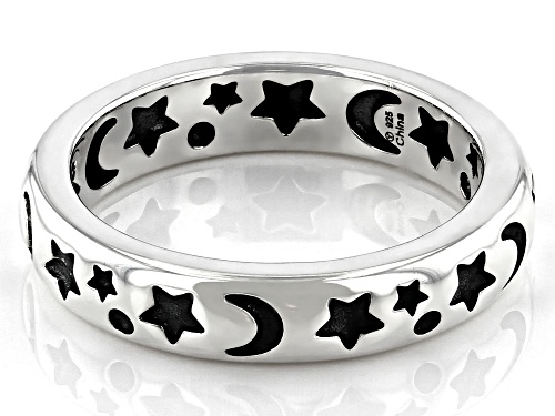 Sterling Silver Oxidized Celestial Band Ring - Size 7