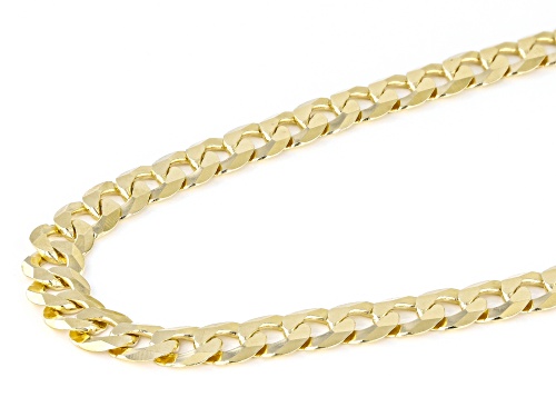 18K Yellow Gold Over Sterling Silver 7.1MM Diamond-Cut Curb 18 Inch Chain - Size 18