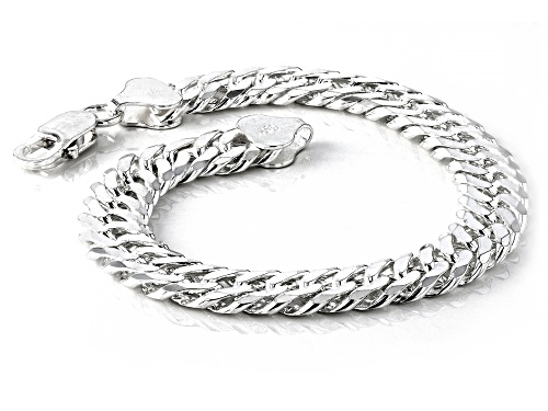 Sterling Silver Diamond Cut Cuban Link Bracelet - Size 8.25
