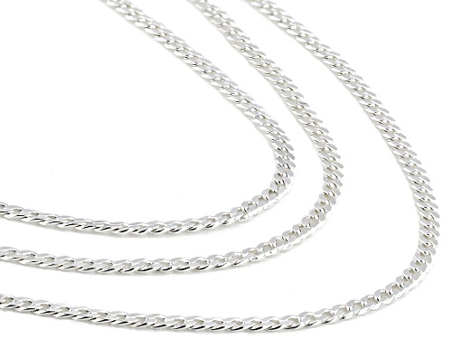 Sterling Silver 1.4mm 18, 20, And 22 Inch Cuban Link Chain Set Of 3