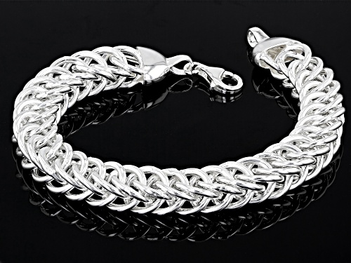 Sterling Silver 10mm Double Curb Link Bracelet - Size 8