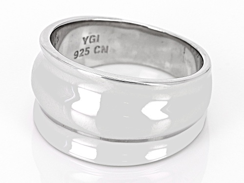 Rhodium Over Sterling Silver Graduated Band Ring - Size 7