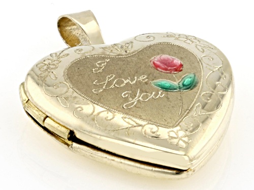 10k Yellow Gold Enamel Heart Locket Pendant
